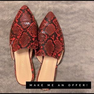 Faux Snakeskin Mules
